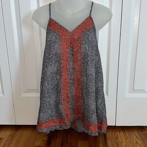 THML Embroidered Polyester Boho Tank Top Shirt Black White Orange  Large L